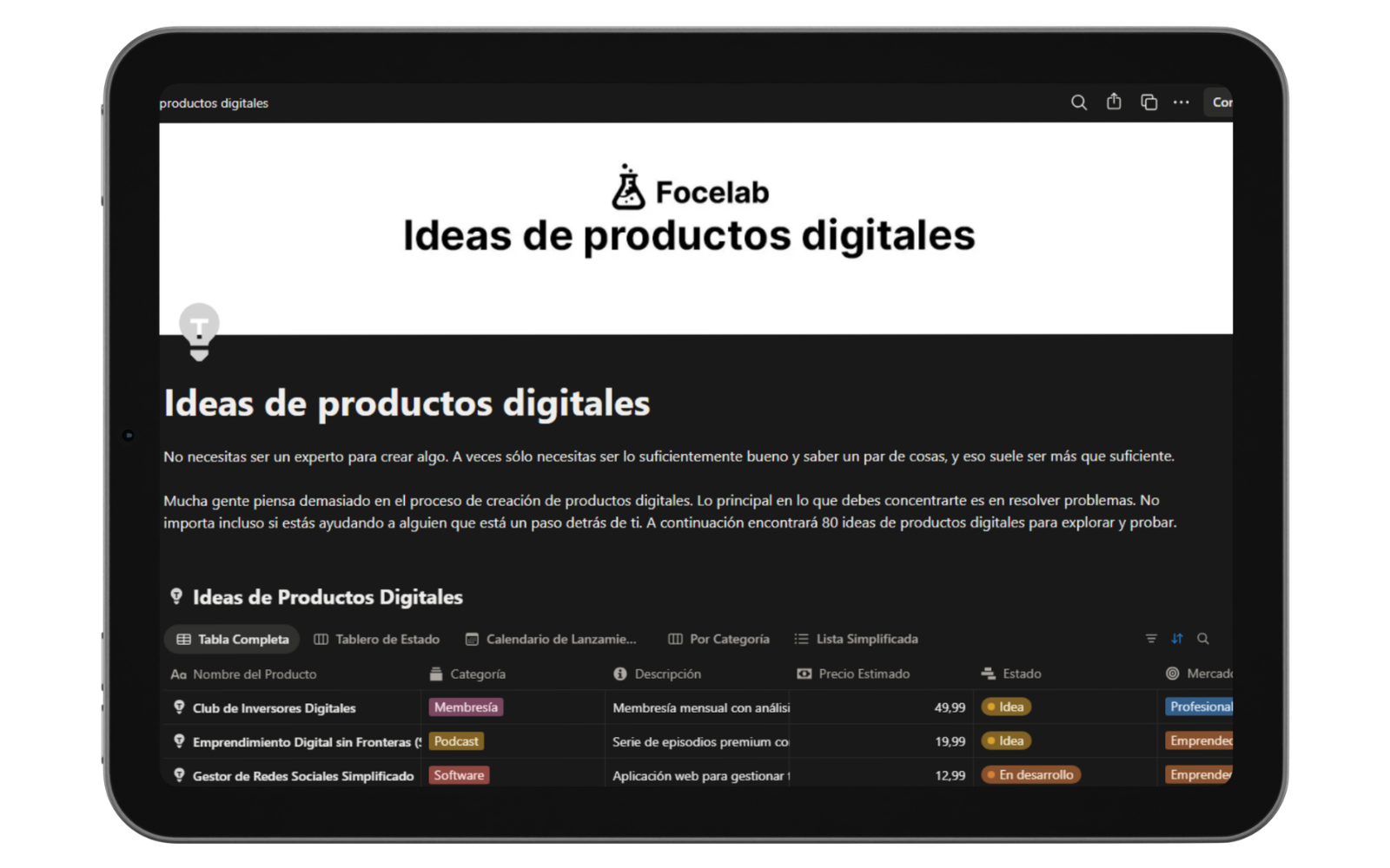 Ideas de productos digitales