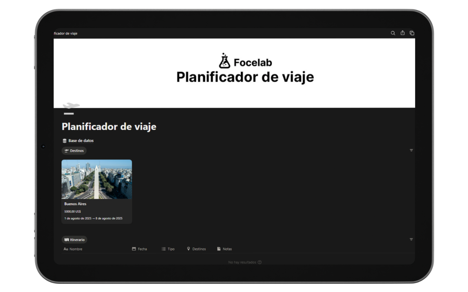 Planificador de viaje